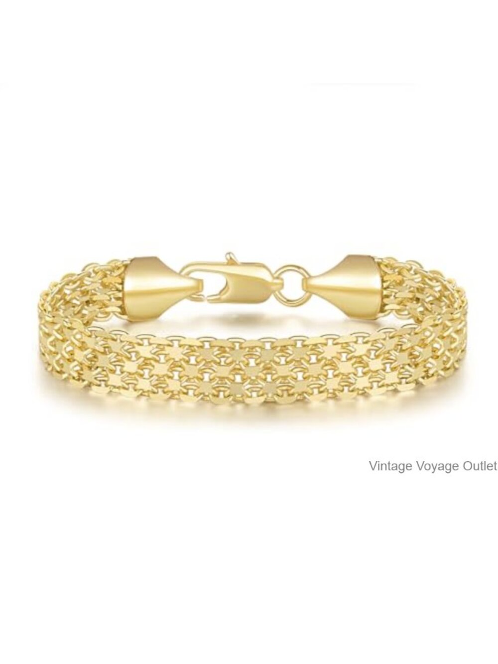 14K Gold Plated Chain Link Bracelet Set for Women Non Tarnish 8 Inch